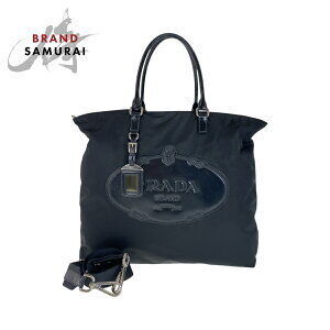PRADA Tessuto logo Crocodile black nylon bag tote shoulder